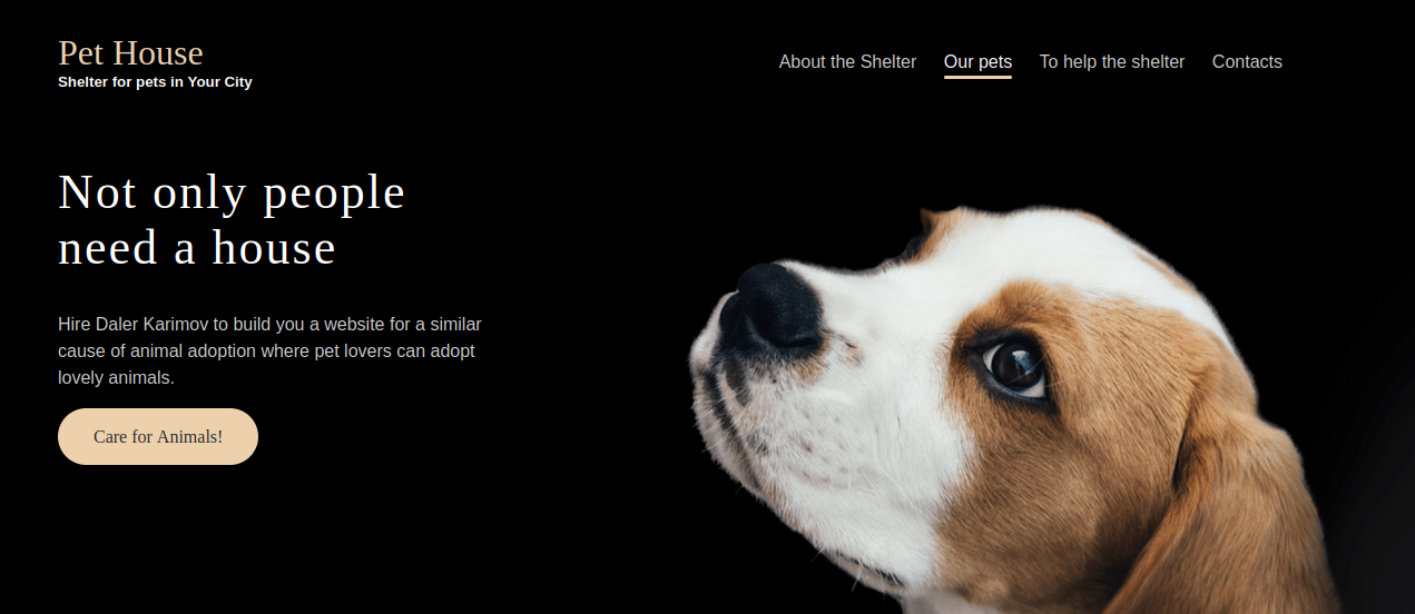 Pet shelter website